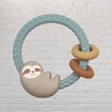 Load image into Gallery viewer, Ritzy Rattle with Teething Rings: Sloth