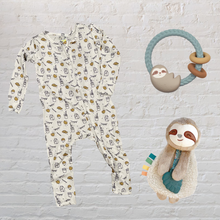 Load image into Gallery viewer, Ritzy Rattle with Teething Rings: Sloth