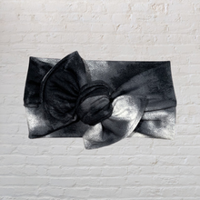 Load image into Gallery viewer, Knotted Headband Charcoal Tie-Dye