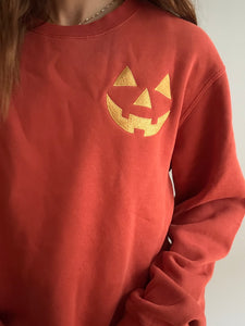 Embroidered Pumpkin Crewneck Sweatshirt