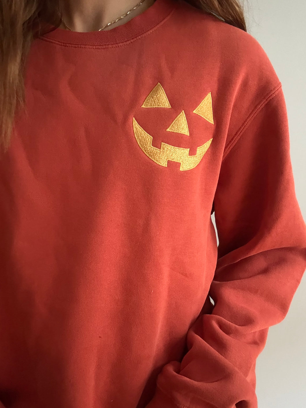 Embroidered Pumpkin Crewneck Sweatshirt