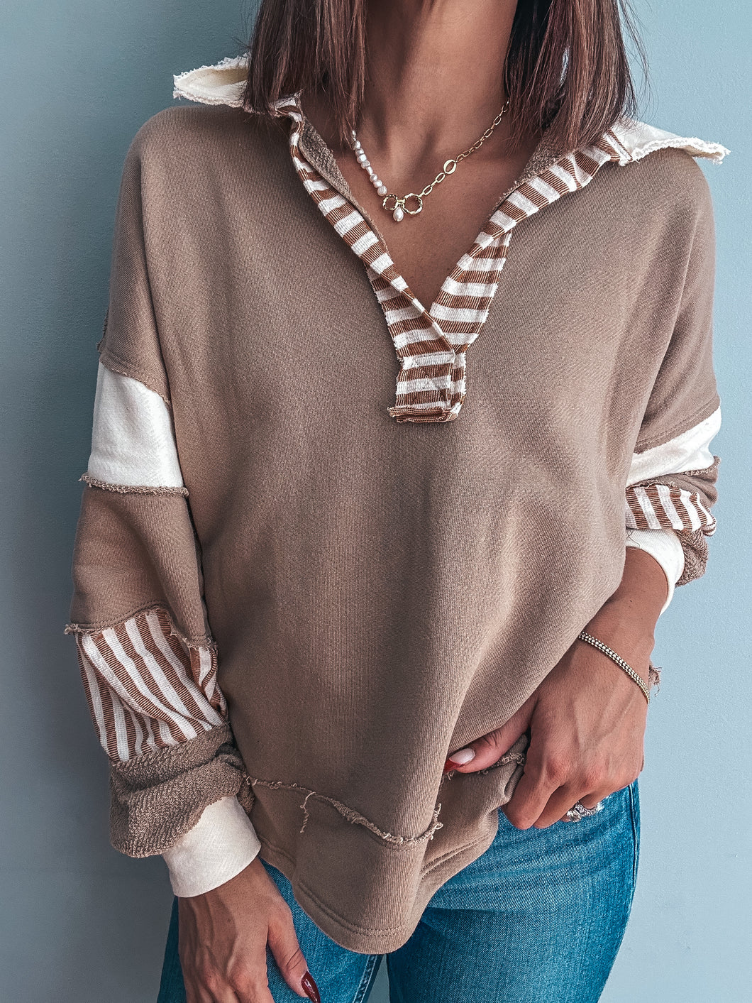 Caramel Henley Pullover