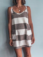 Load image into Gallery viewer, Cocoa Stripped Romper Dress
