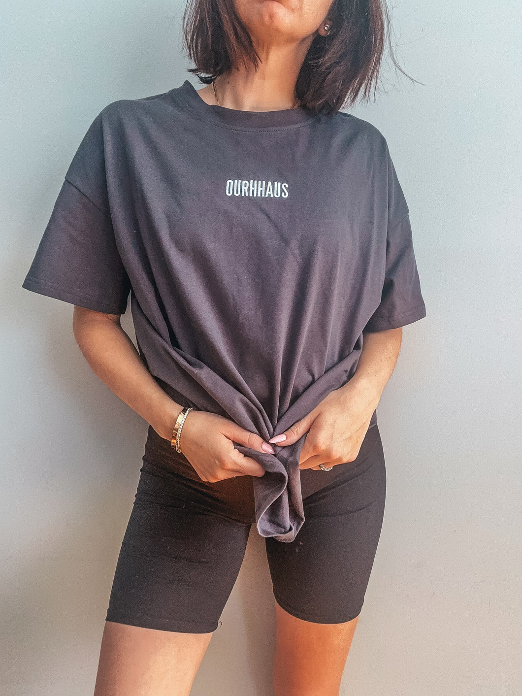 OURHHAUS Embroidered Charcoal Tee