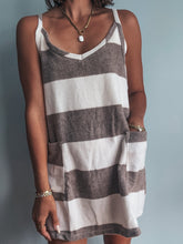 Load image into Gallery viewer, Cocoa Stripped Romper Dress
