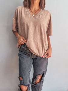 Mocha V-Neck Tee