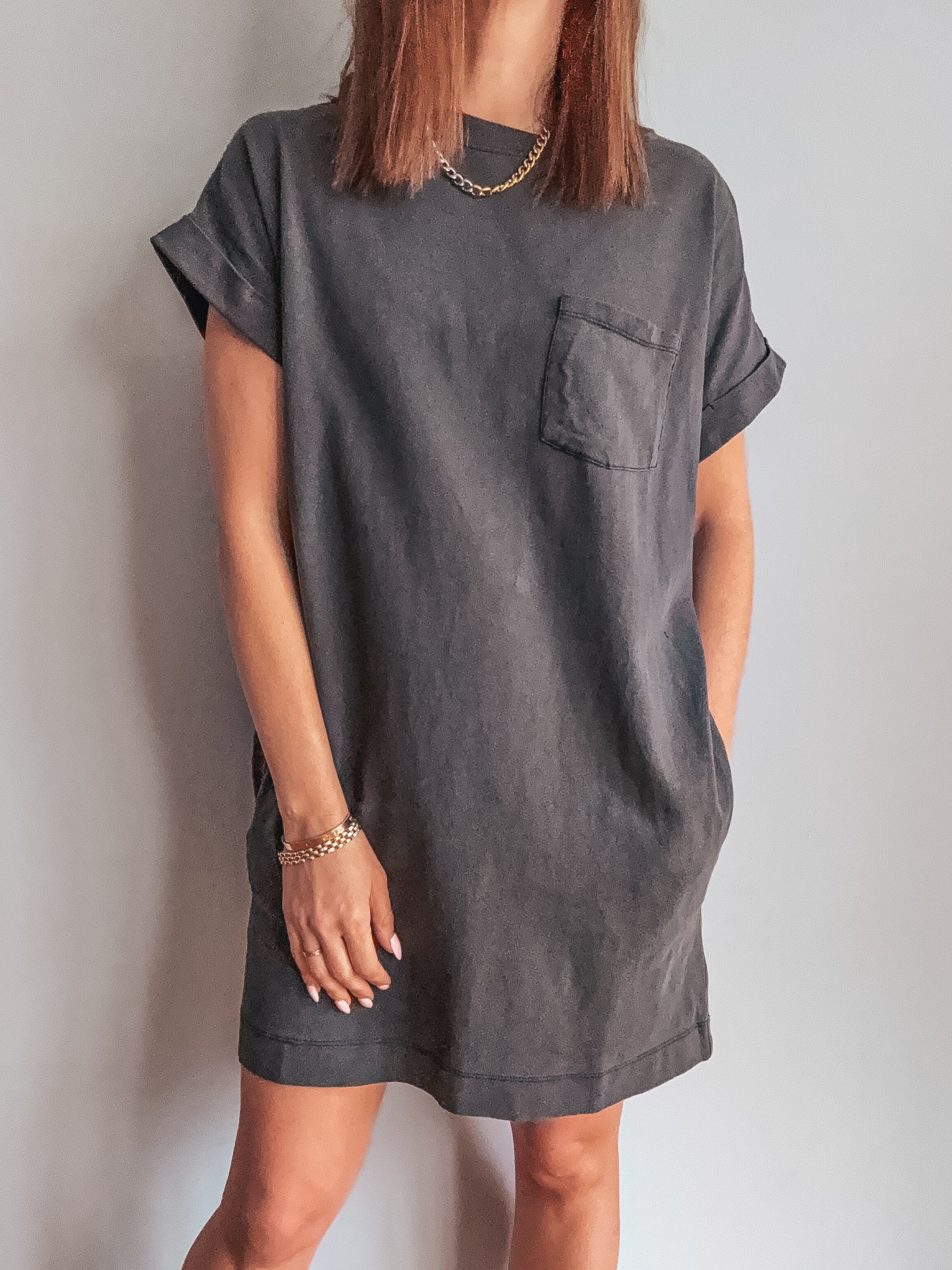 charcoal t shirt dress T-Shirt Dress XL / athletic grey