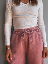 Load image into Gallery viewer, Pink Rose Cozy Wide Leg Sweatpants
