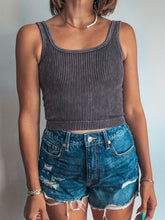 Load image into Gallery viewer, Charcoal Washed Ribbed Tank
