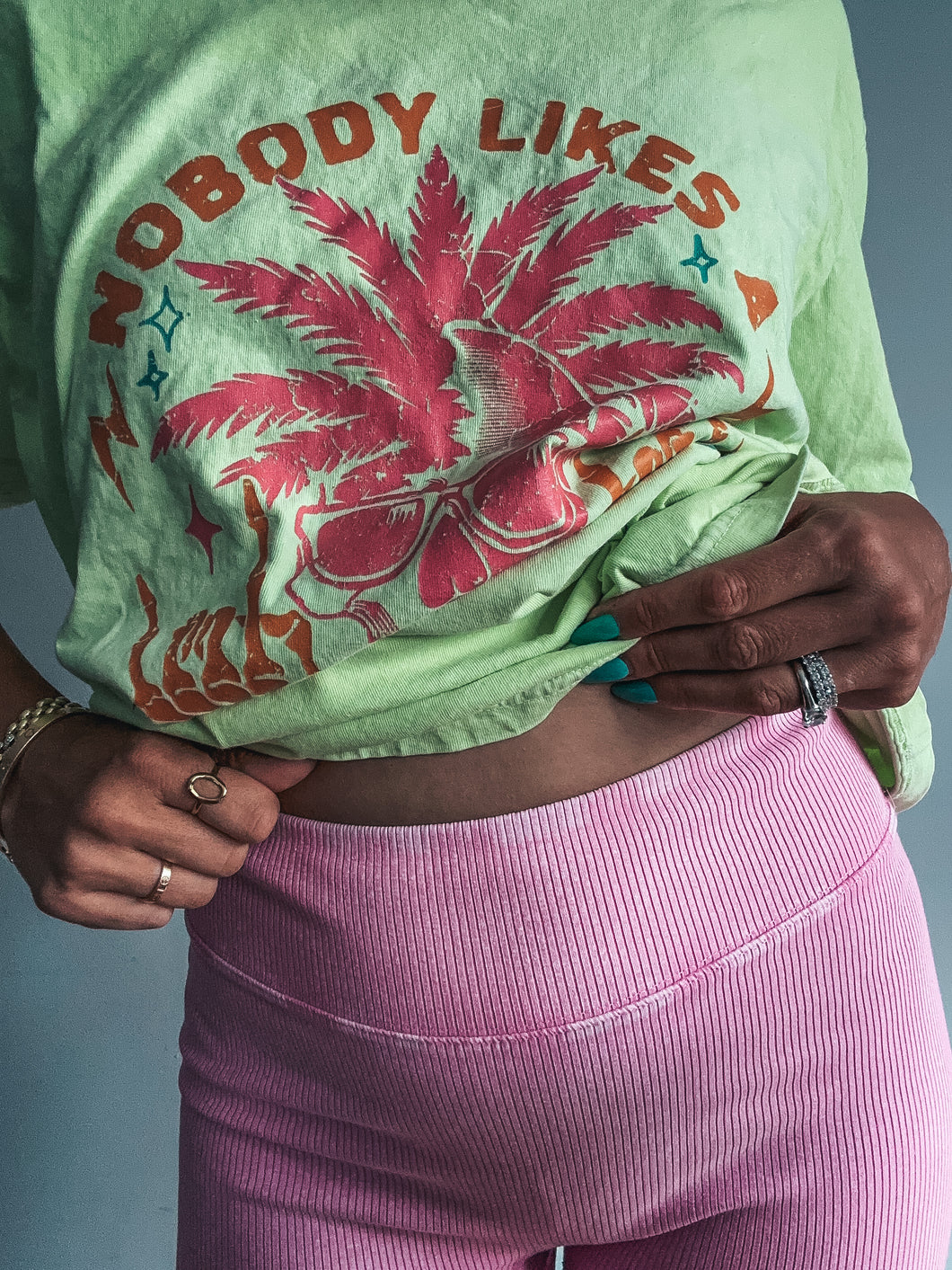 Rose Pink Ribbed Biker Shorts