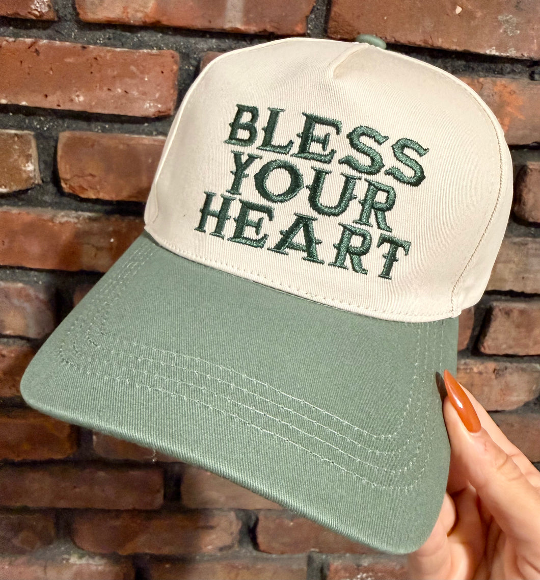 Bless Your Heart Embroidered Hat (Olive)