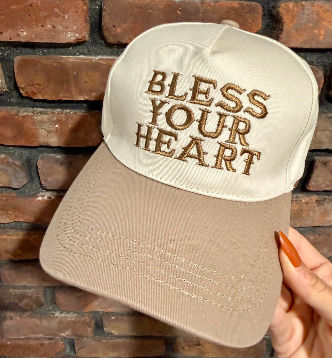 Bless Your Heart Embroidered Hat (Sand)