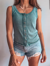 Load image into Gallery viewer, Lacey Button Up Tank- Sage
