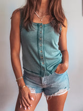 Load image into Gallery viewer, Lacey Button Up Tank- Sage
