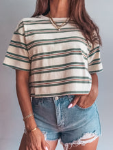Load image into Gallery viewer, Everly Cropped Tee - Ivory/ Green
