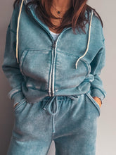Load image into Gallery viewer, Sea Blue Zip Up Hoodie
