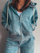 Load image into Gallery viewer, Sea Blue Zip Up Hoodie
