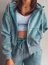 Load image into Gallery viewer, Sea Blue Zip Up Hoodie
