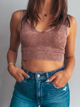 Load image into Gallery viewer, Deep Camel Washed Ribbed Cropped Tank
