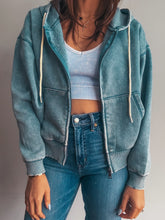 Load image into Gallery viewer, Sea Blue Zip Up Hoodie
