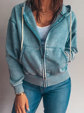 Load image into Gallery viewer, Sea Blue Zip Up Hoodie
