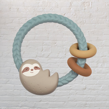 Load image into Gallery viewer, Ritzy Rattle with Teething Rings: Sloth
