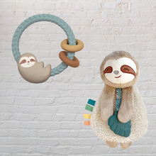 Load image into Gallery viewer, Ritzy Rattle with Teething Rings: Sloth
