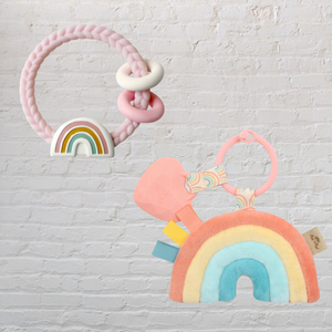 Ritzy Rattle with Teething Rings: Rainbow