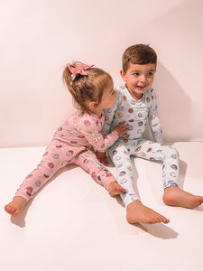 Bamboo Two Piece Pajama Set Blue Donut